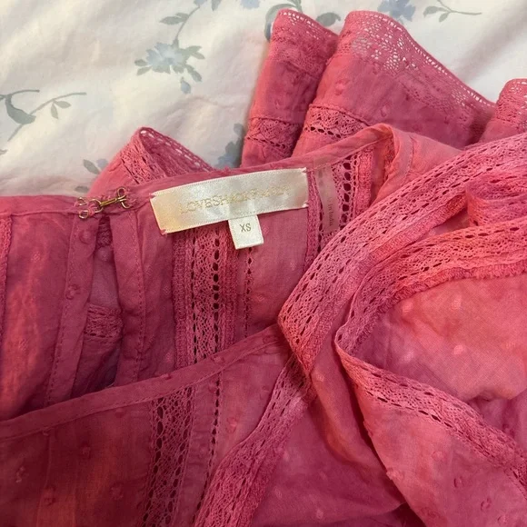 LoveShackFancy Pink Ruffled Mini Dress - Picture 5 of 5